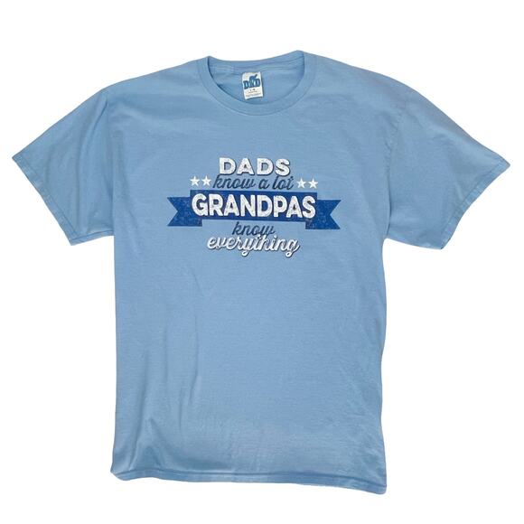 Funny Grandpa Tee Y2K Vintage Dad Shirt Men’s M Light Blue Graphic Retro - Picture 1 of 7